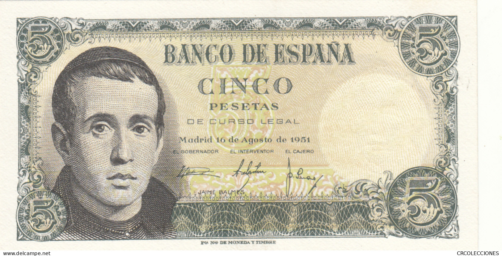 CRBS1108 BILLETE ESPAÑA 5 PESETAS 1951 SIN SERIE SIN CIRCULAR - Other & Unclassified