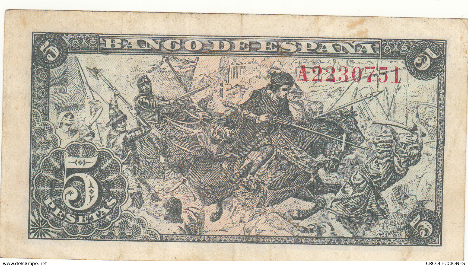 CRBS1104 BILLETE ESPAÑA 5 PESETAS 1945 MBC - Autres & Non Classés