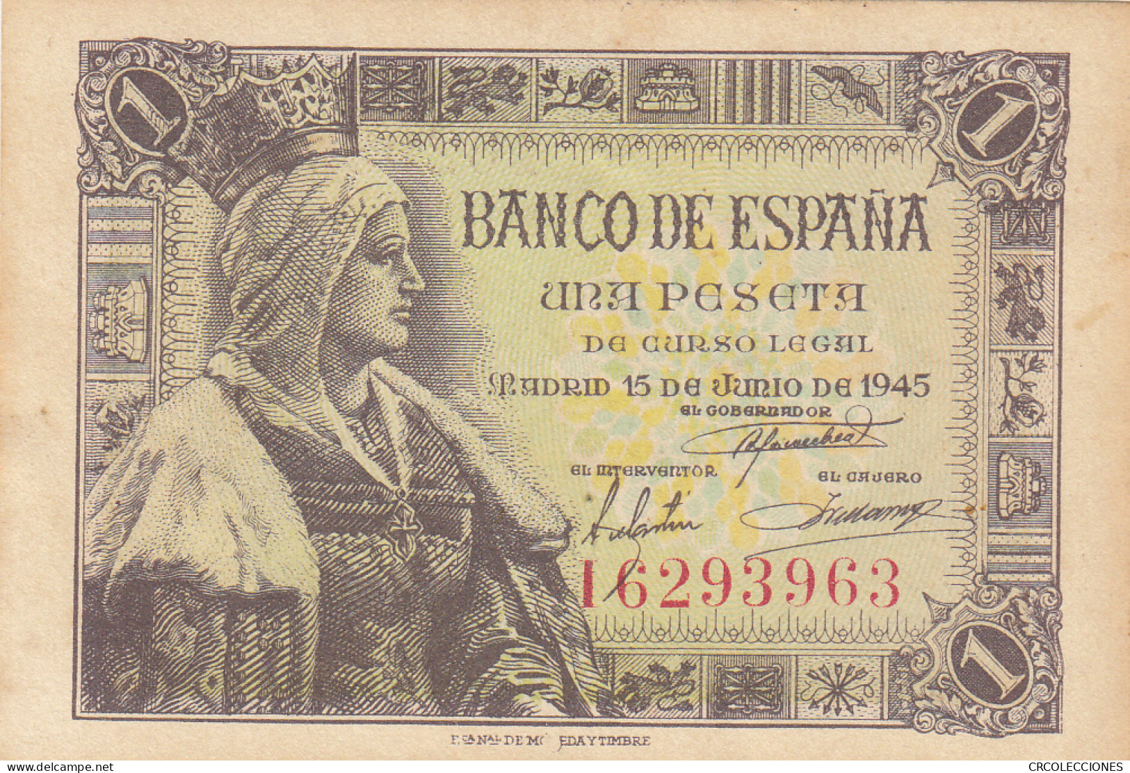 CRBS1091 BILLETE ESPAÑA 1 PESETA 1945 SERIE I SUCIO - Autres & Non Classés