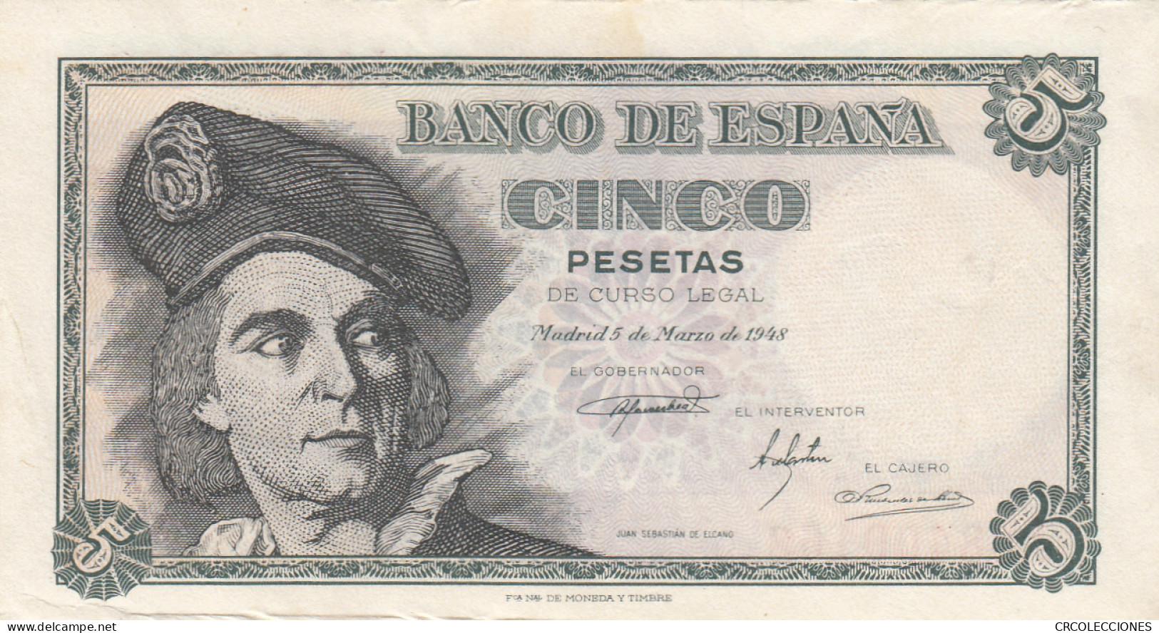 CRBS1099 BILLETE ESPAÑA 5 PESETAS 1948 SIN CIRCULAR - Otros & Sin Clasificación