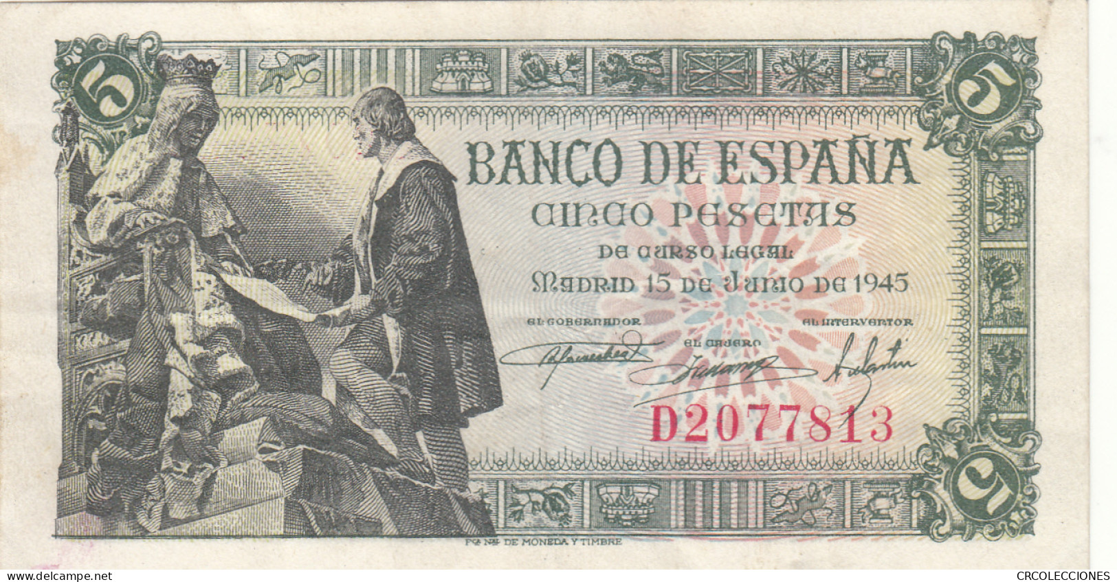 CRBS1105 BILLETE ESPAÑA 5 PESETAS 1945 MBC+ - Sonstige & Ohne Zuordnung