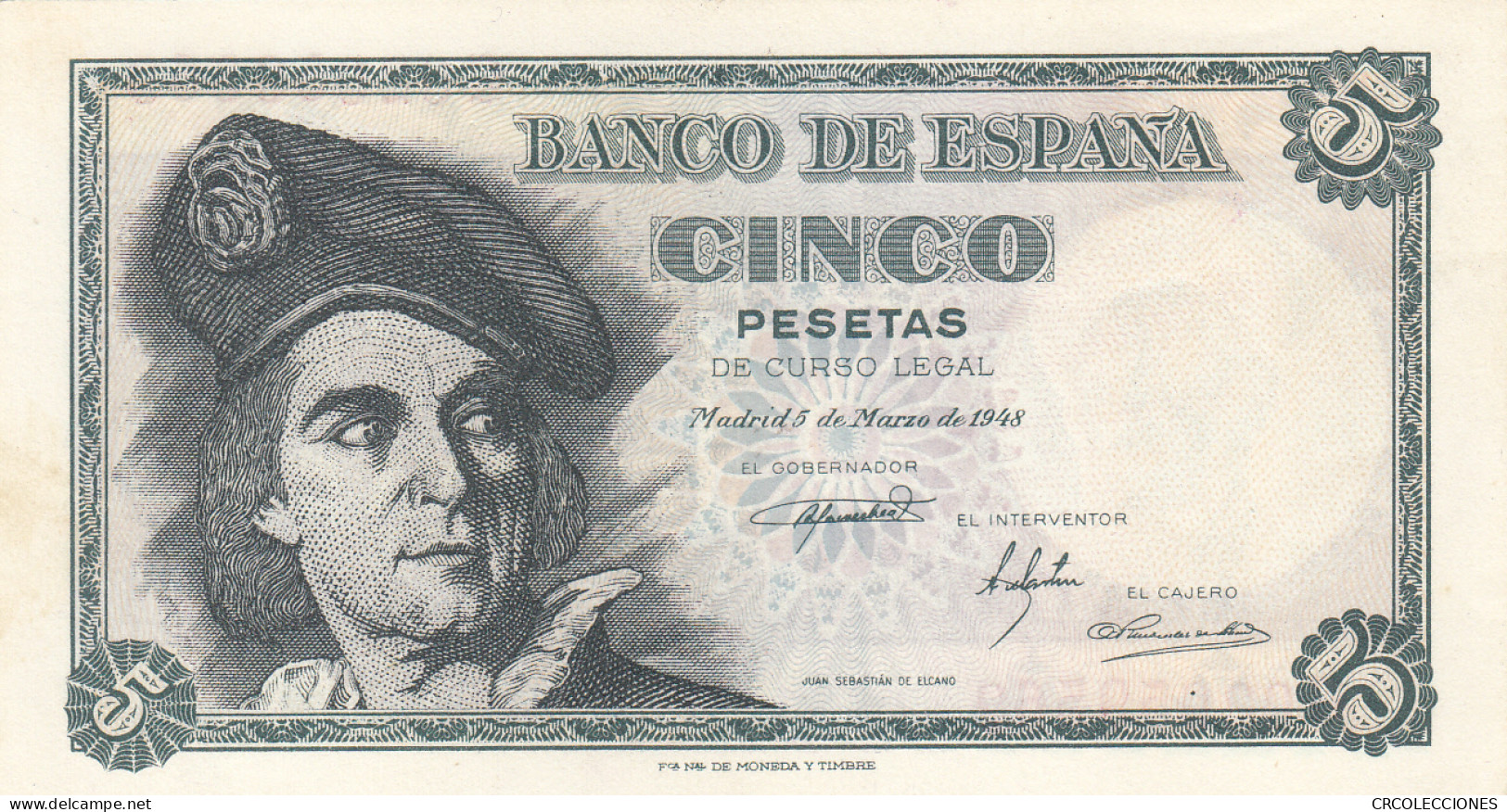 CRBS1101 BILLETE ESPAÑA 5 PESETAS 1948 SIN CIRCULAR - Autres & Non Classés