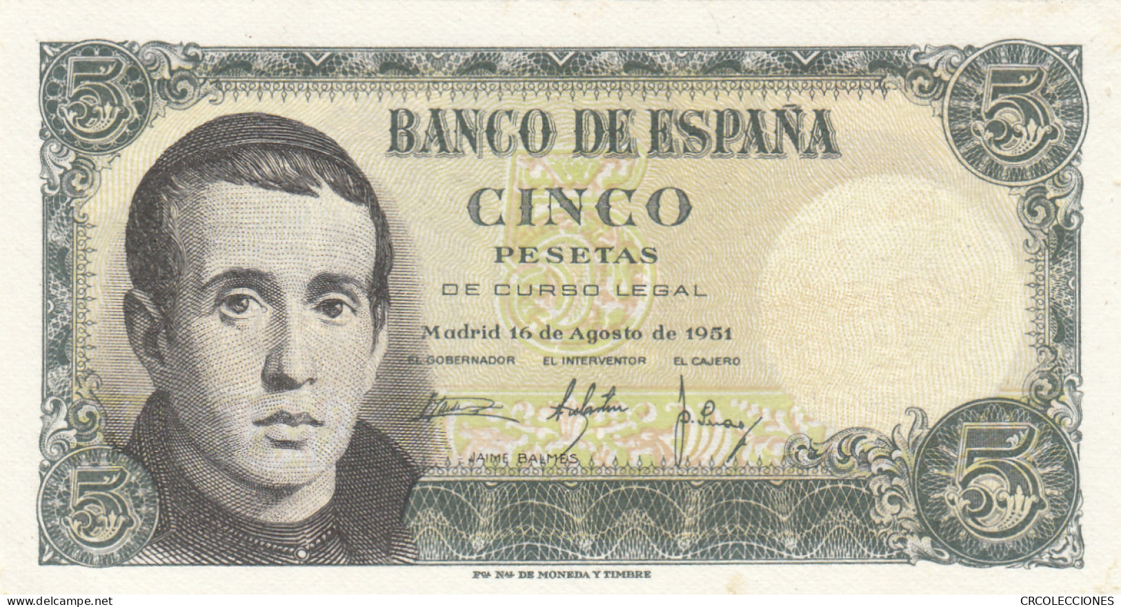 CRBS1109 BILLETE ESPAÑA 5 PESETAS 1951 SIN CIRCULAR - Otros & Sin Clasificación