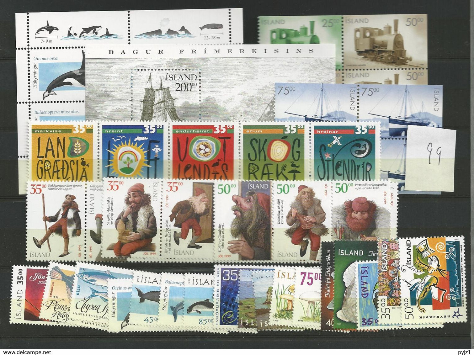 1999 MNH Iceland, Year Complete, Postfris** - Full Years