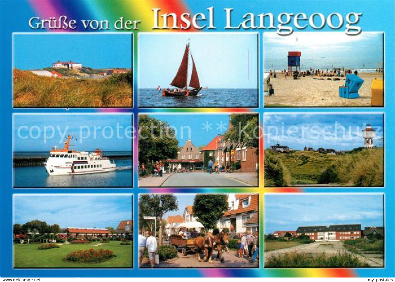 73160154 Langeoog Nordseebad Faehrschiff Segelboot Strand Wasserturm Duenen Lang - Langeoog