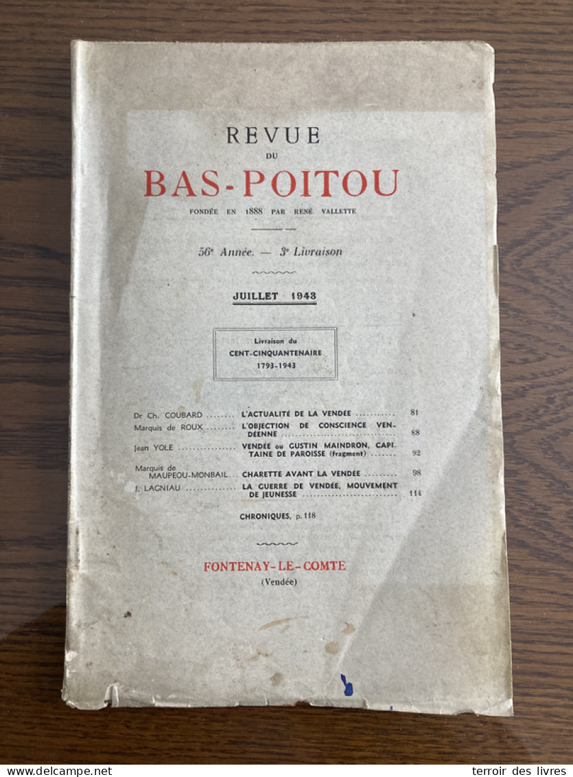 Revue Du Bas-Poitou 1943 3 LA GARNACHE - Poitou-Charentes