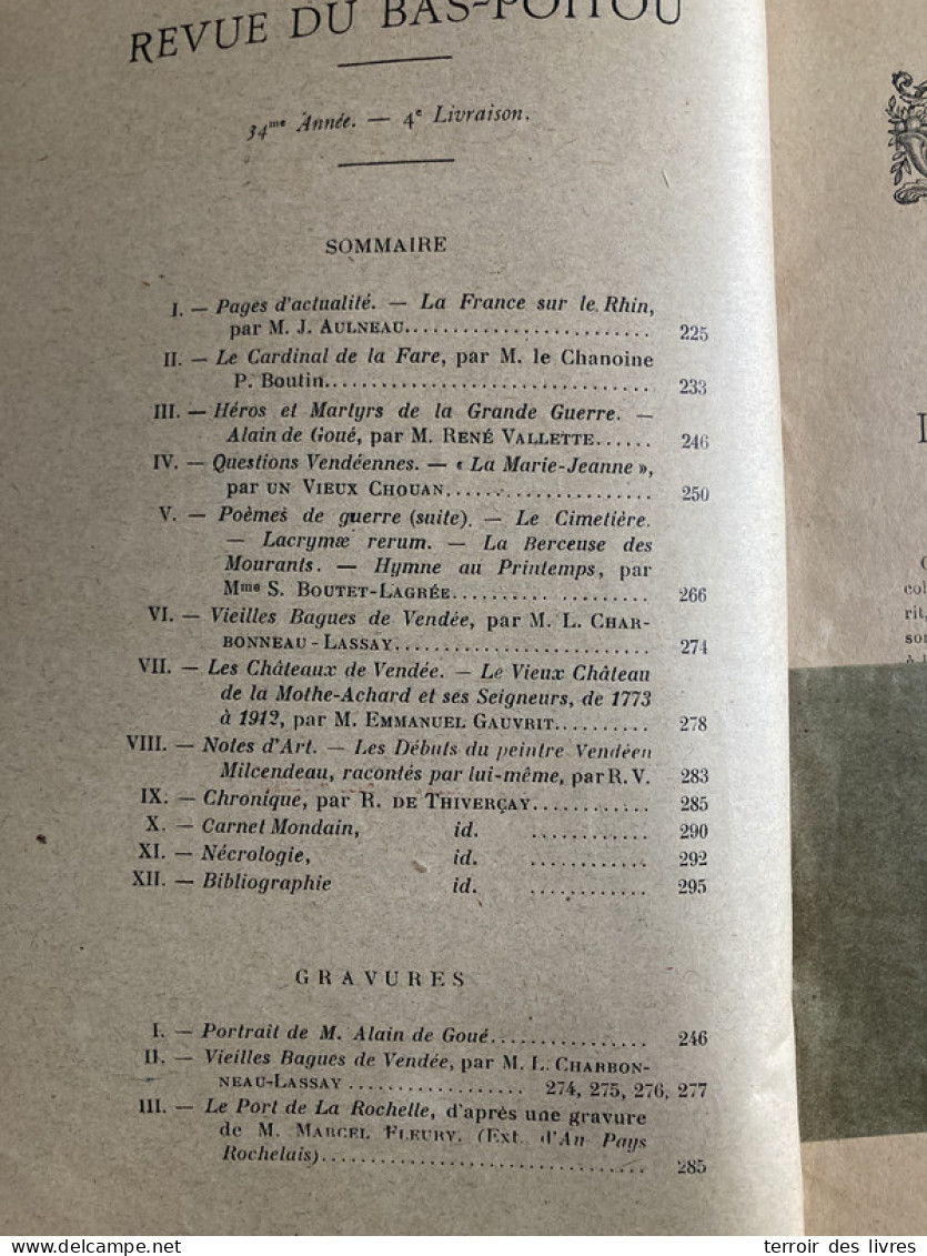 Revue Du Bas-Poitou 1921 4 Chateau LA MOTHE ACHARD 1773 1913 LES ACHARDS BESSAY - Poitou-Charentes