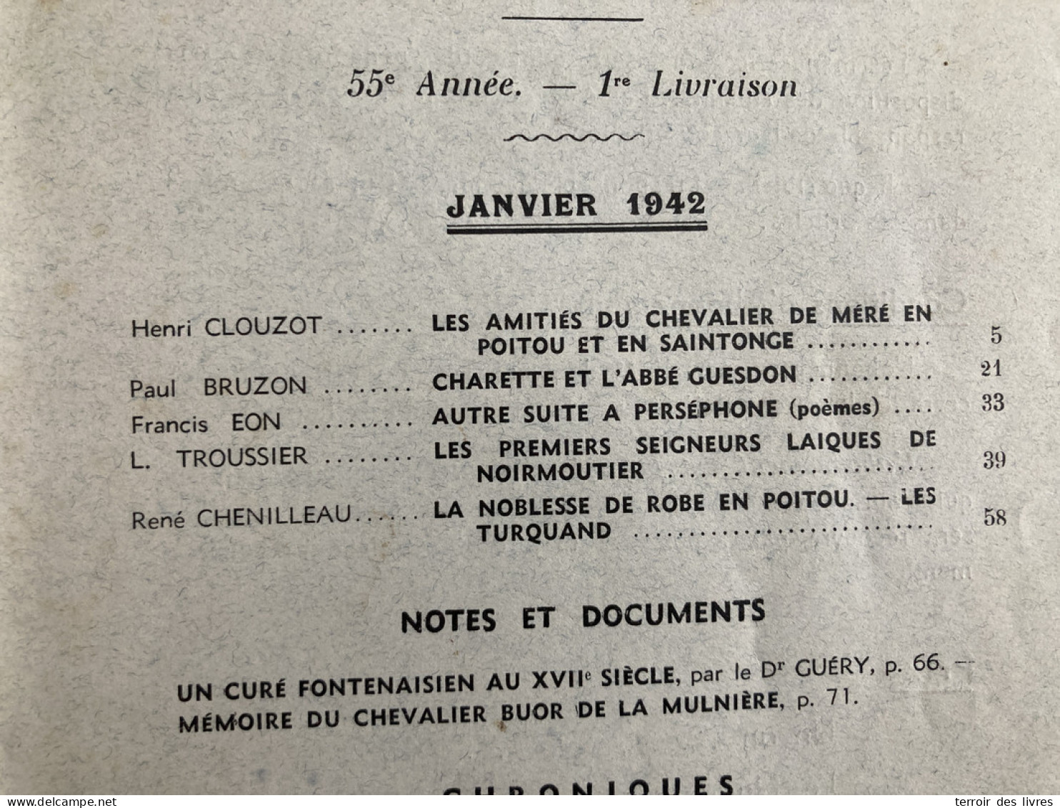 Revue Du Bas-Poitou 1942 1 BEAUSSAIS VITRE LA RABATELIERE ILE NOIRMOUTIERS FONTENAY LE COMTE - Poitou-Charentes