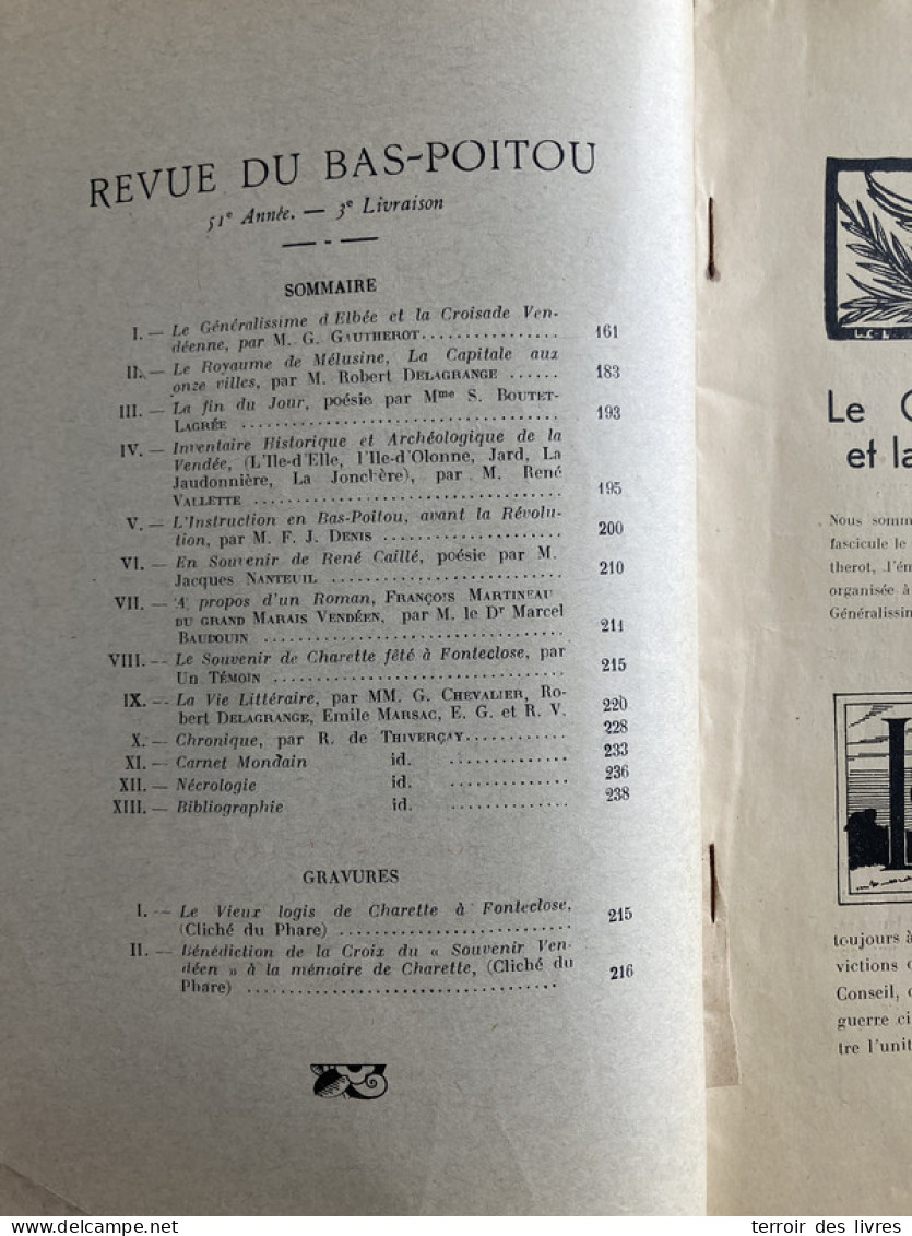 Revue Du Bas-Poitou 1935 4 BEAUVOIR SUR MER Chateau De LE GIVRE - Poitou-Charentes