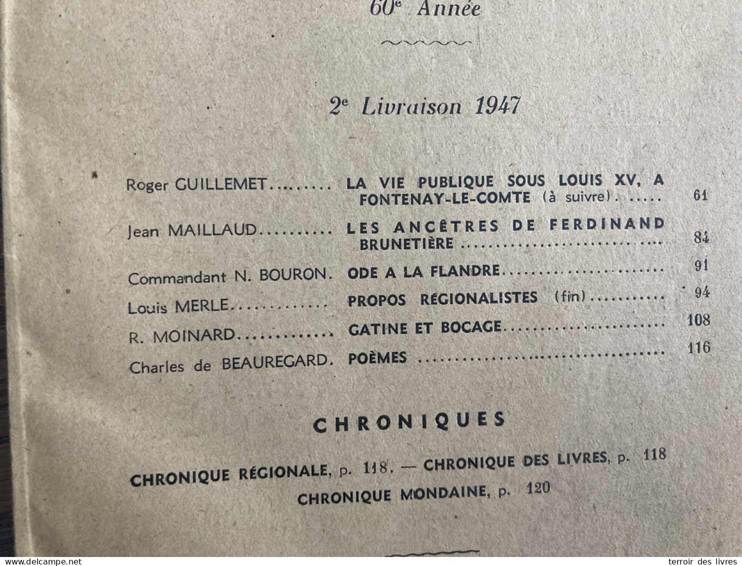 Revue Du Bas-Poitou 1947 2 FONTENAY LE COMTE GATINE DES DEUX SEVRES - Poitou-Charentes