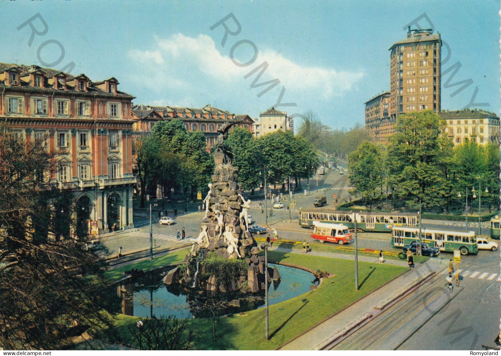 CARTOLINA  B25 TORINO,PIEMONTE-PIAZZA STATUTO-MONUMENTO AL FREJUS-STORIA,MEMORIA,CULTURA,BOLLO STACCATO,VIAGGIATA 1963 - Plaatsen & Squares