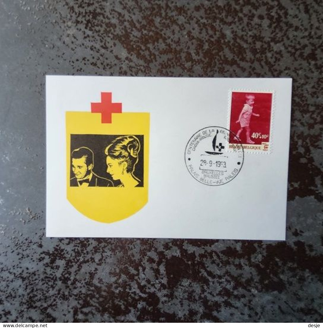 Centenaire De La Croix-rouge Met 1ste Gestempelde Postzegel 1963 - Gedenkdokumente