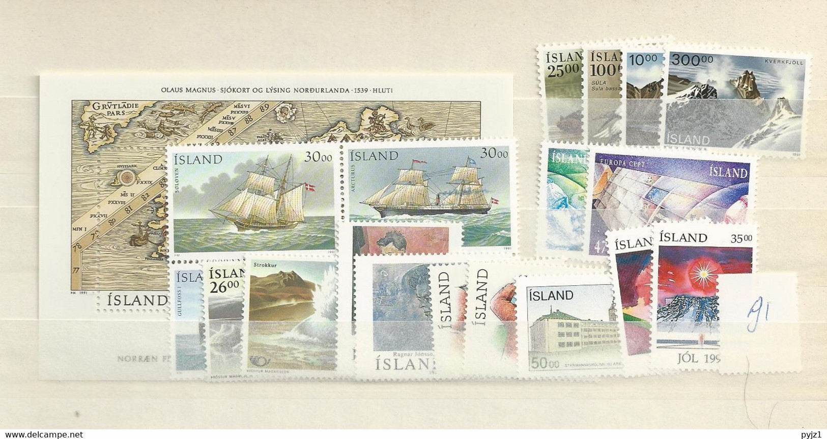 1991 MNH Iceland, Year Complete, Postfris** - Años Completos