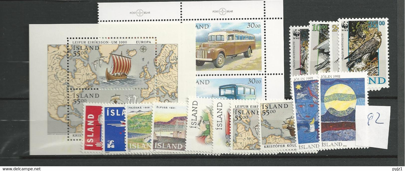 1992 MNH Iceland, Year Complete, Postfris** - Años Completos