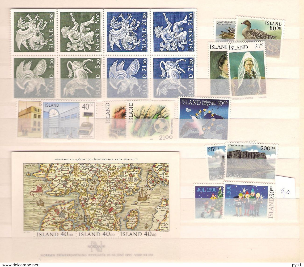 1990 MNH Iceland, Year Complete, Postfris** - Años Completos