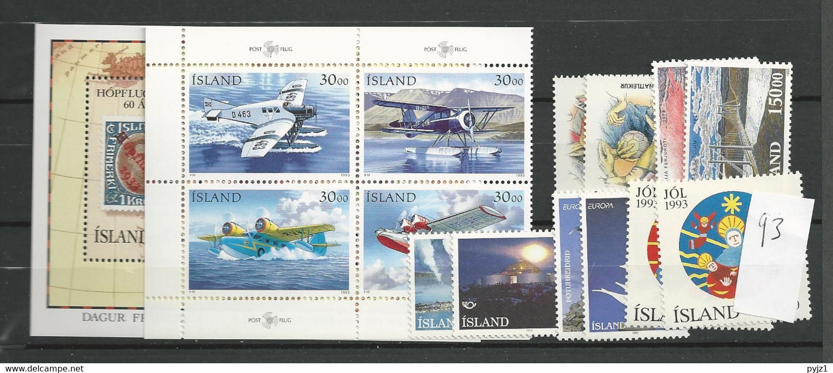 1993 MNH Iceland, Year Complete, Postfris** - Années Complètes