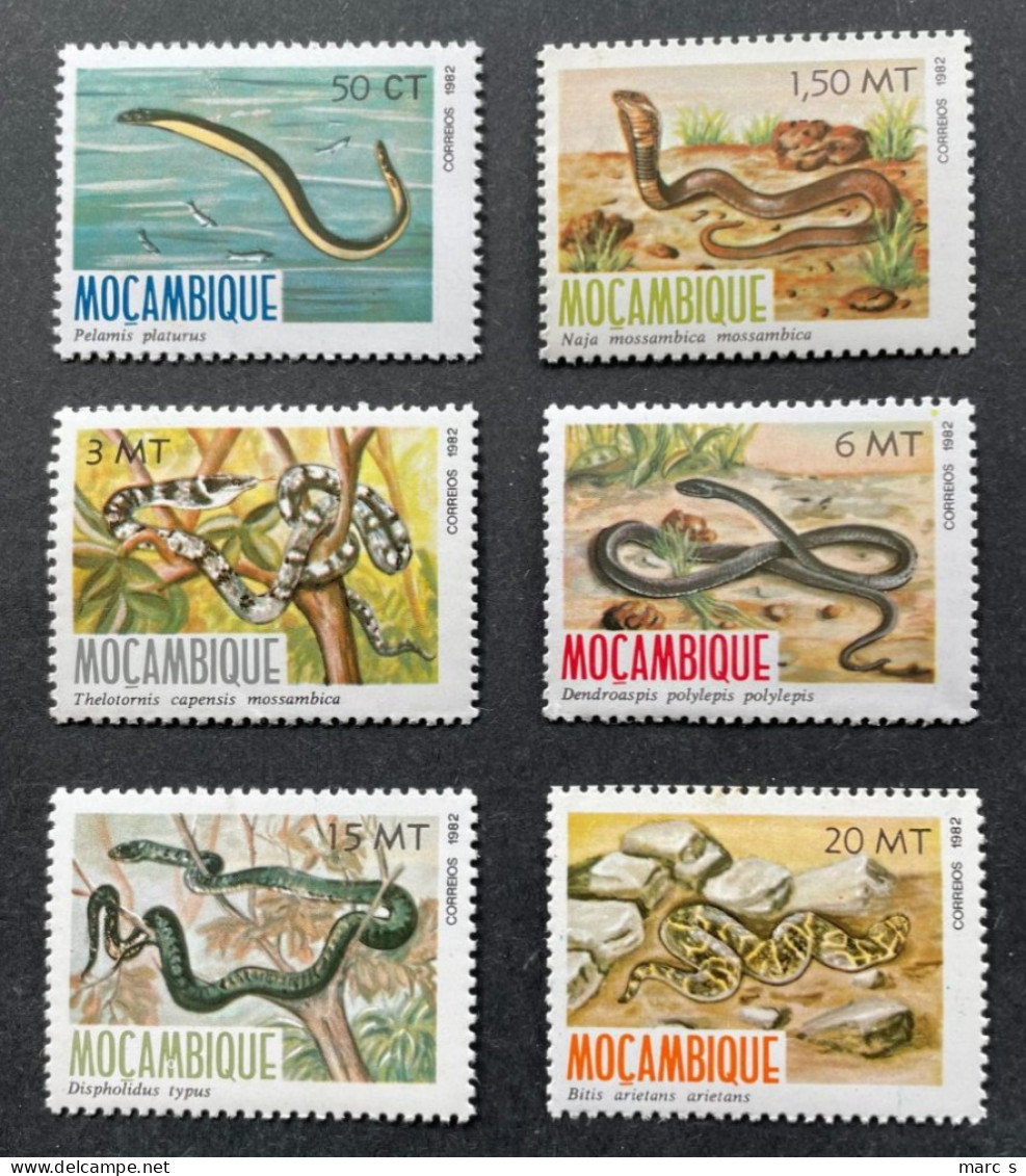 MOZAMBIQUE - 1982 - NEUF**/MNH - Série Complète Mi 876 / 881 - YT 862 / 867 - SERPENTS REPTILES SNAKES - Snakes