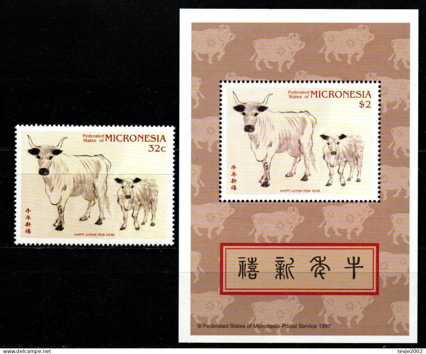 Mikronesien 1997 - Mi.Nr. 529 + Block 19 - Postfrisch MNH - Tiere Animals Neujahr New Year - Año Nuevo Chino