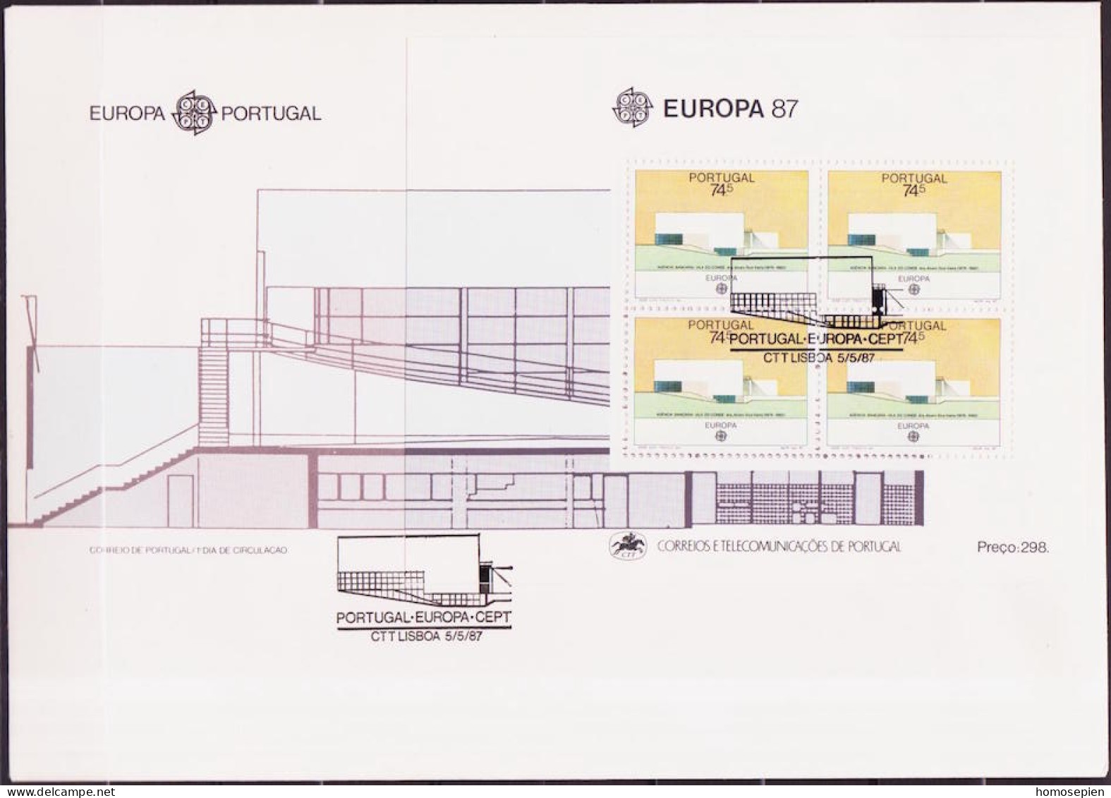 Europa CEPT 1987 FDC Portugal Y&Tn°BF55 - Michel N°B54 - 74,50e EUROPA - 1987