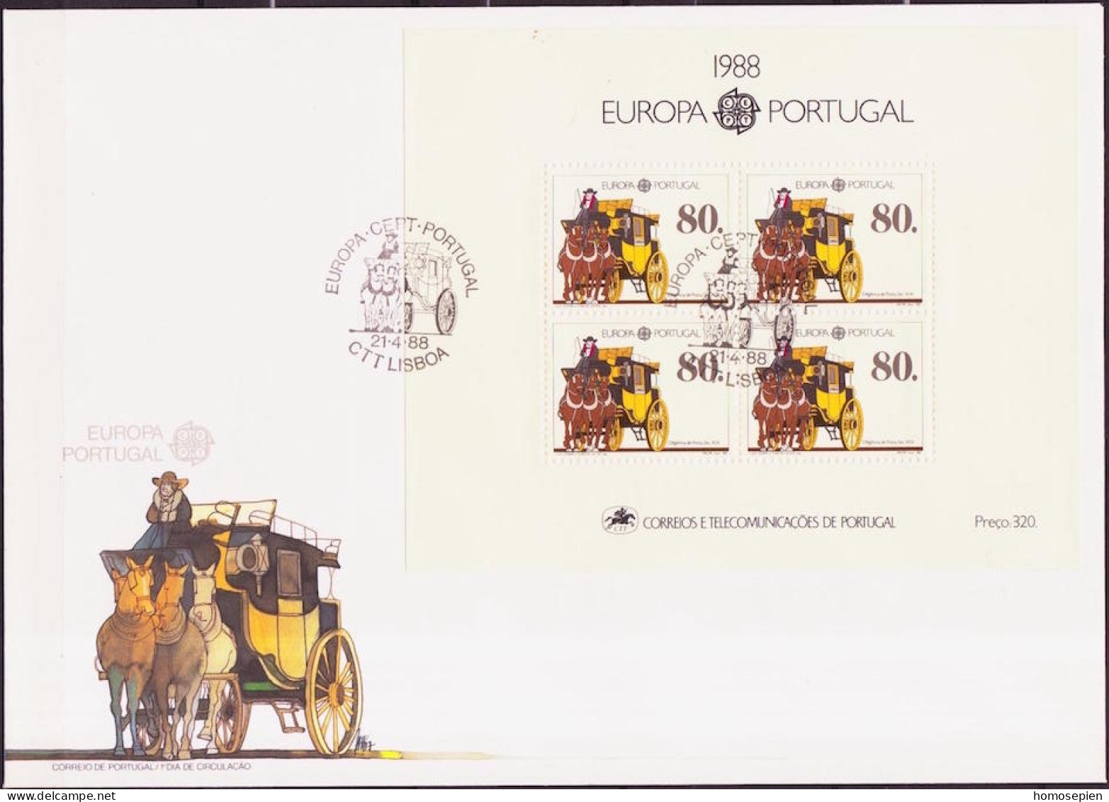 Europa CEPT 1988 Portugal FDC Y&Tn°BF58 - Michel N°B57 - 80e EUROPA - 1988