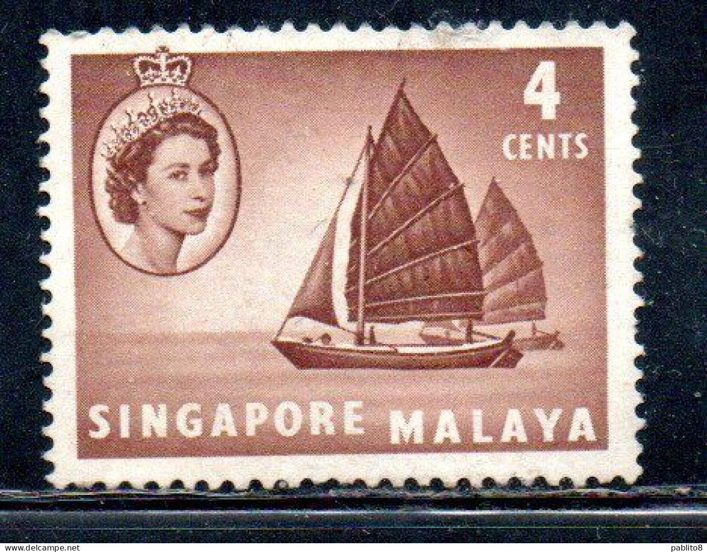 SINGAPORE MALAYA MALAISIE MALESIA 1955 TWA-KOW 4c USATO USED OBLITERE' - Singapore (...-1959)
