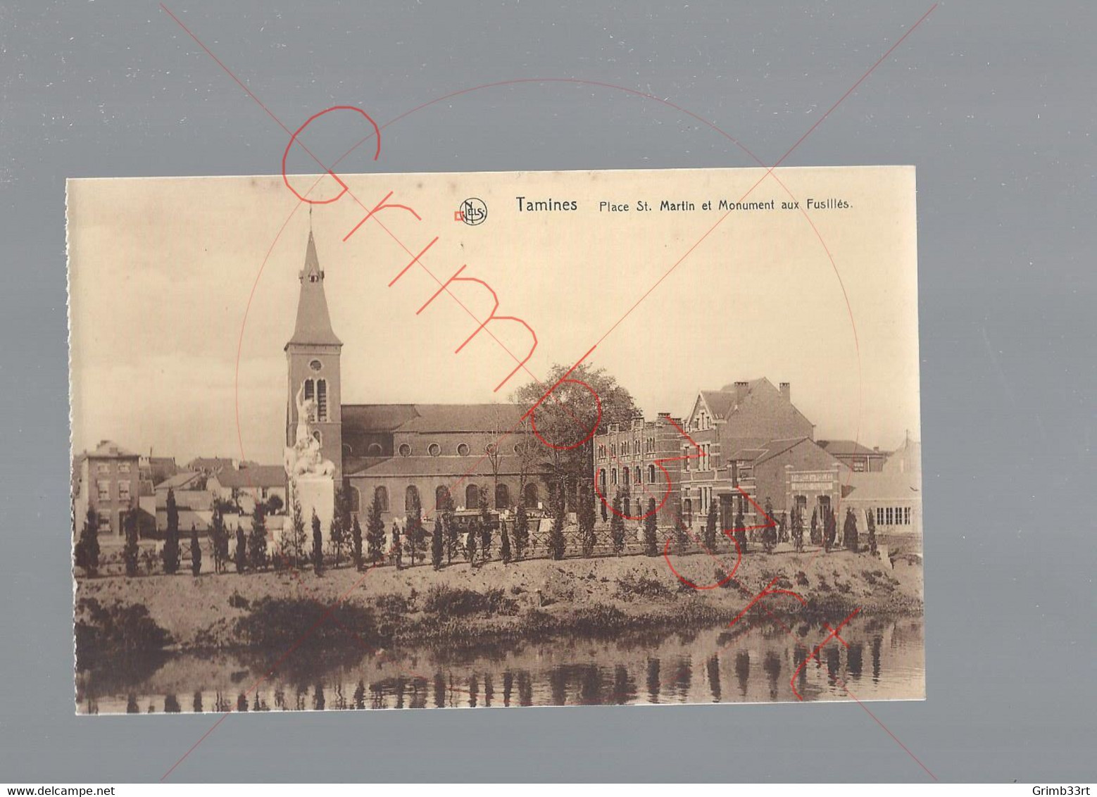 Tamines - Place St. Martin Et Monument Aux Fusillés - Postkaart - Sambreville