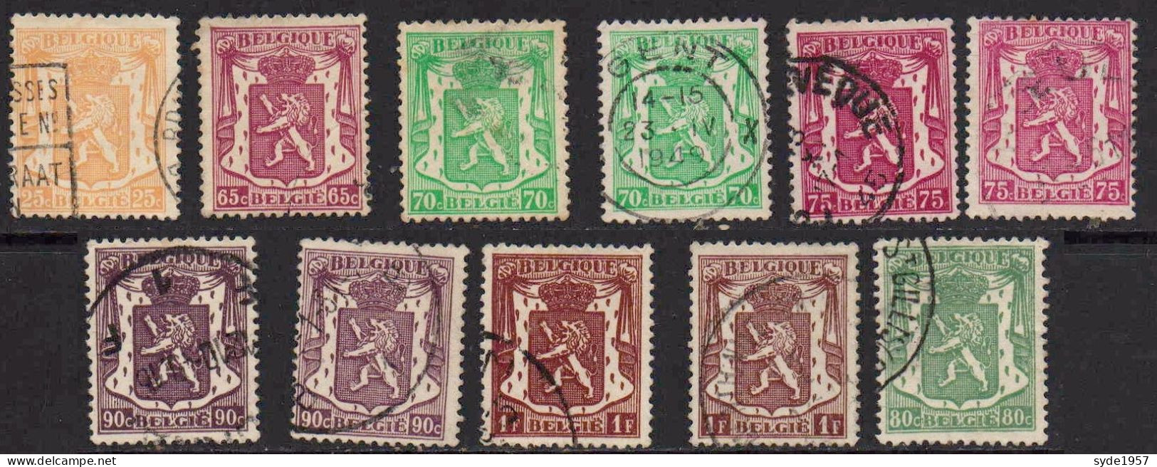 Belgique 1945-1948 Petit Sceau De L'état: (complet 11 Timbres Oblitérés) Voir N° COB Ci-dessous - 1935-1949 Small Seal Of The State