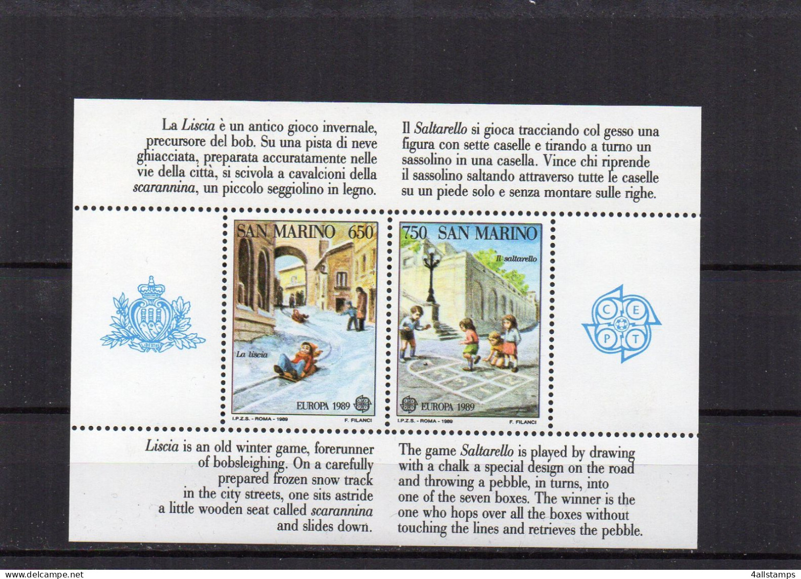 1989 San Marino MI N° Block 12 : ** MNH, Postfris, Postfrisch , Neuf Sans Charniere - 1989