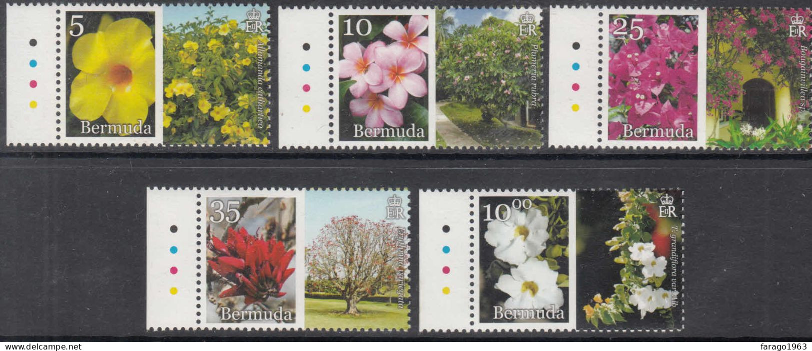 2014 Bermuda Flowers Fleurs Trees Complete Set Of 5 MNH - Bermudes