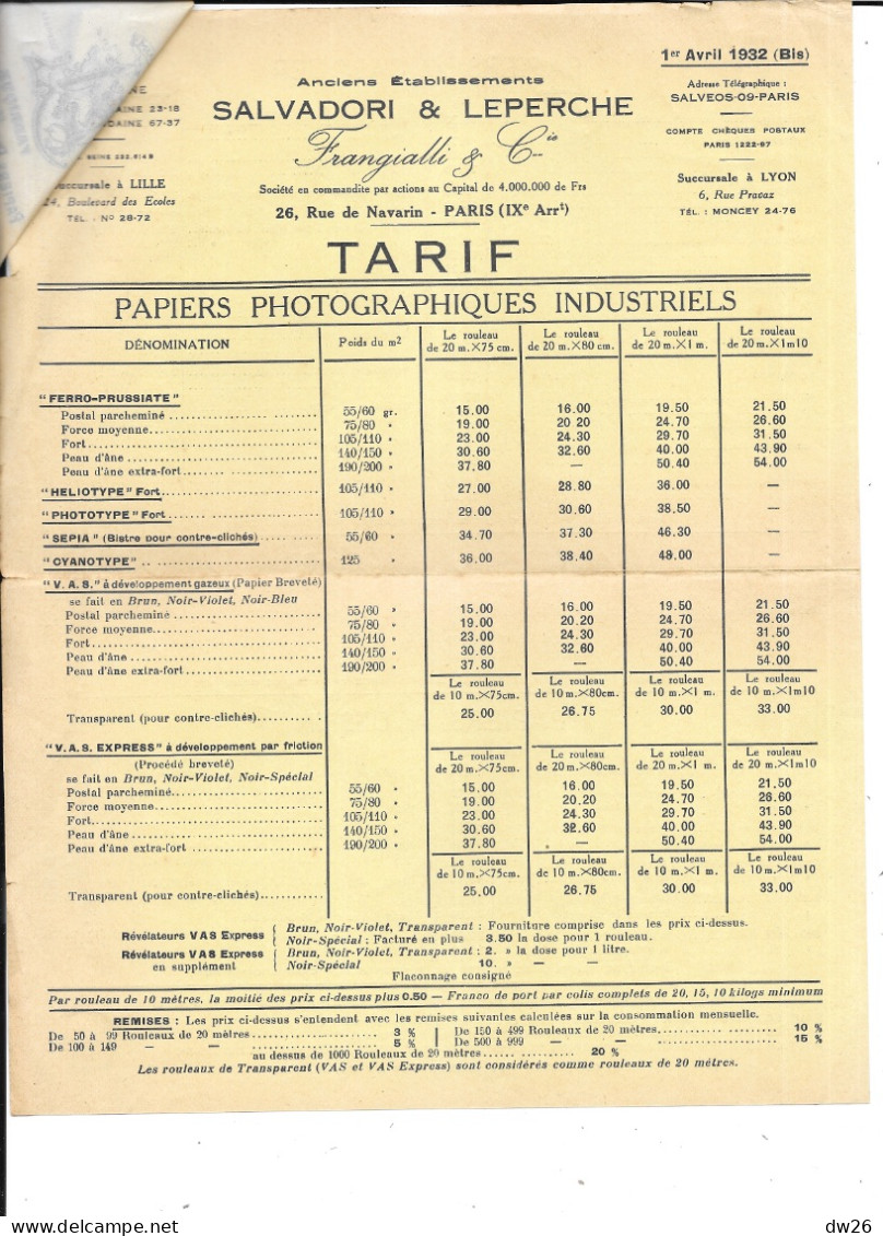 Papeterie, Fabrique De Papiers Photographiques Frangialli & Cie (Ex. Et. Salvadori & Leperche, Paris) Courrier - Drukkerij & Papieren