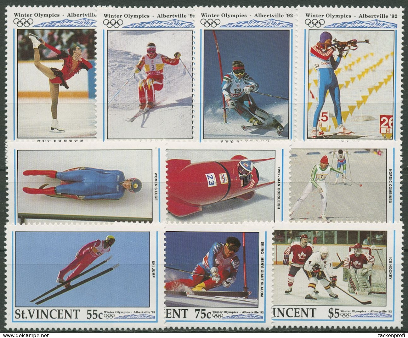 St. Vincent 1992 Olympia Winterspiele Albertville 1949/58 Postfrisch - St.Vincent (1979-...)