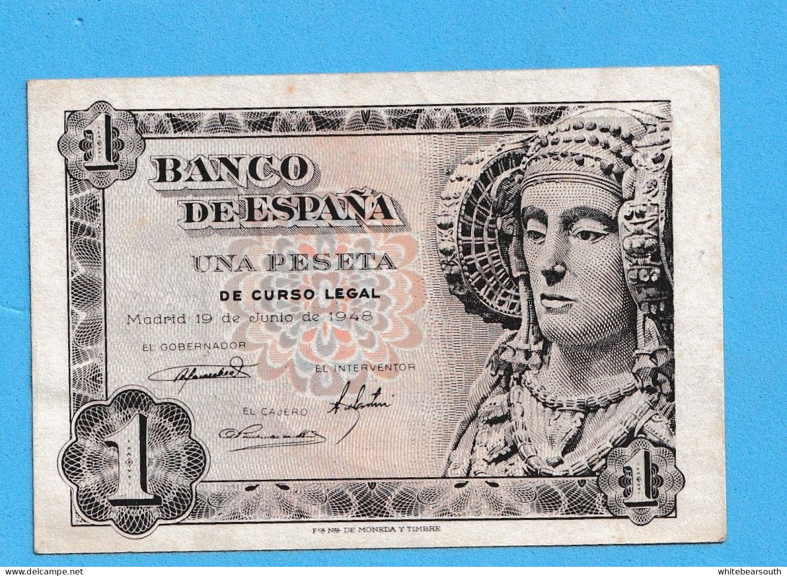 1948 BANCO DE ESPAÑA   1 PESETA - SPAIN  BILLETE BANKNOTE BILLETE CIRCULATED XF - Sonstige – Europa