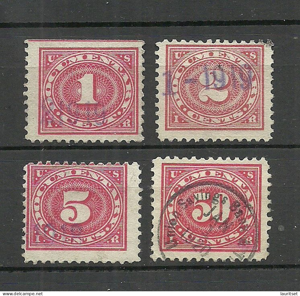 USA Documentary Tax Revenue, 4 Stamps, Used 1918-1920 - Fiscale Zegels