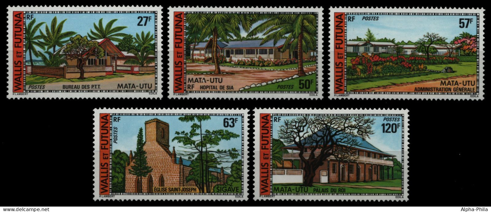 Wallis & Futuna 1977 - Mi-Nr. 292-296 ** - MNH - Gebäude / Buildings - Neufs