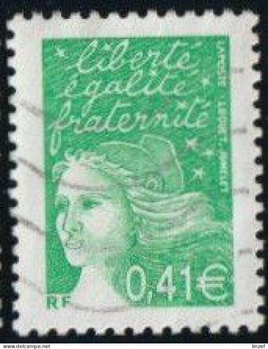 France 2002 Yv. N°3448 - 0,41€ Vert - Oblitéré - 1997-2004 Marianne Van De 14de Juli