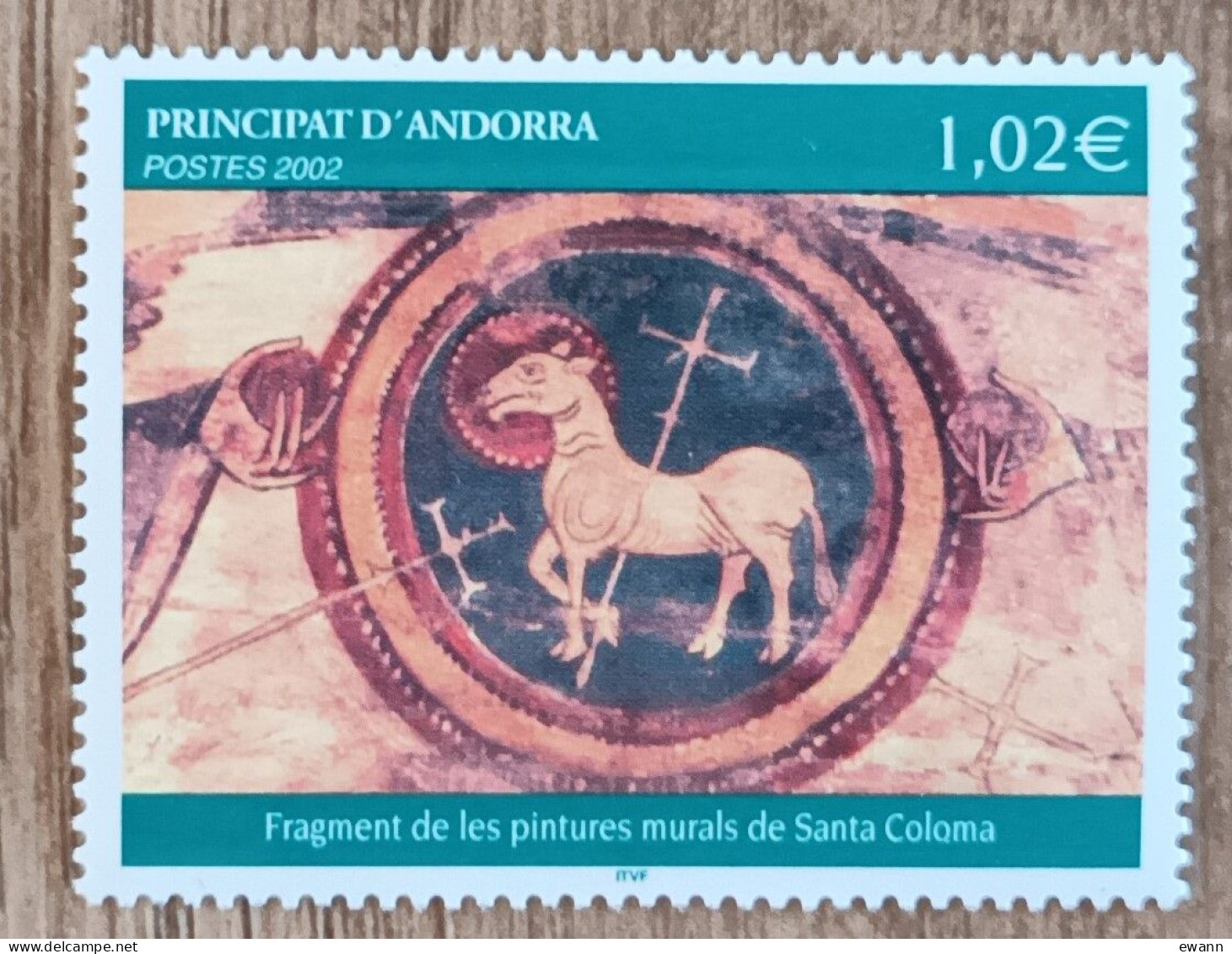 Andorre - YT N°574 - Fragment De Peintures Murales De L'église Santa Coloma - 2002 - Neuf - Unused Stamps