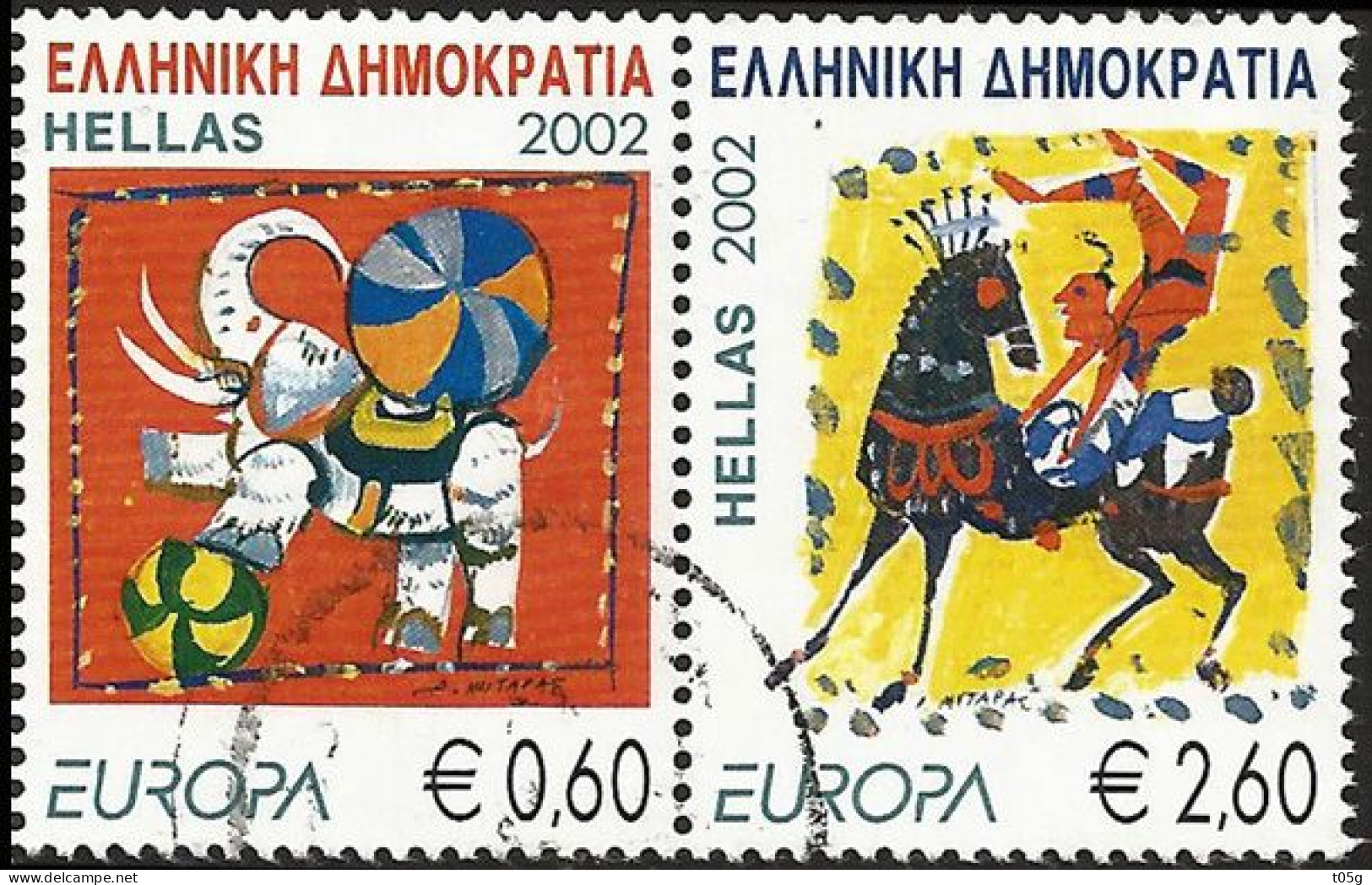 GREECE- GRECE - HELLAS Europa 2002: Se- Tenant - With Perforated All Around- Compl. Set Used - Gebruikt