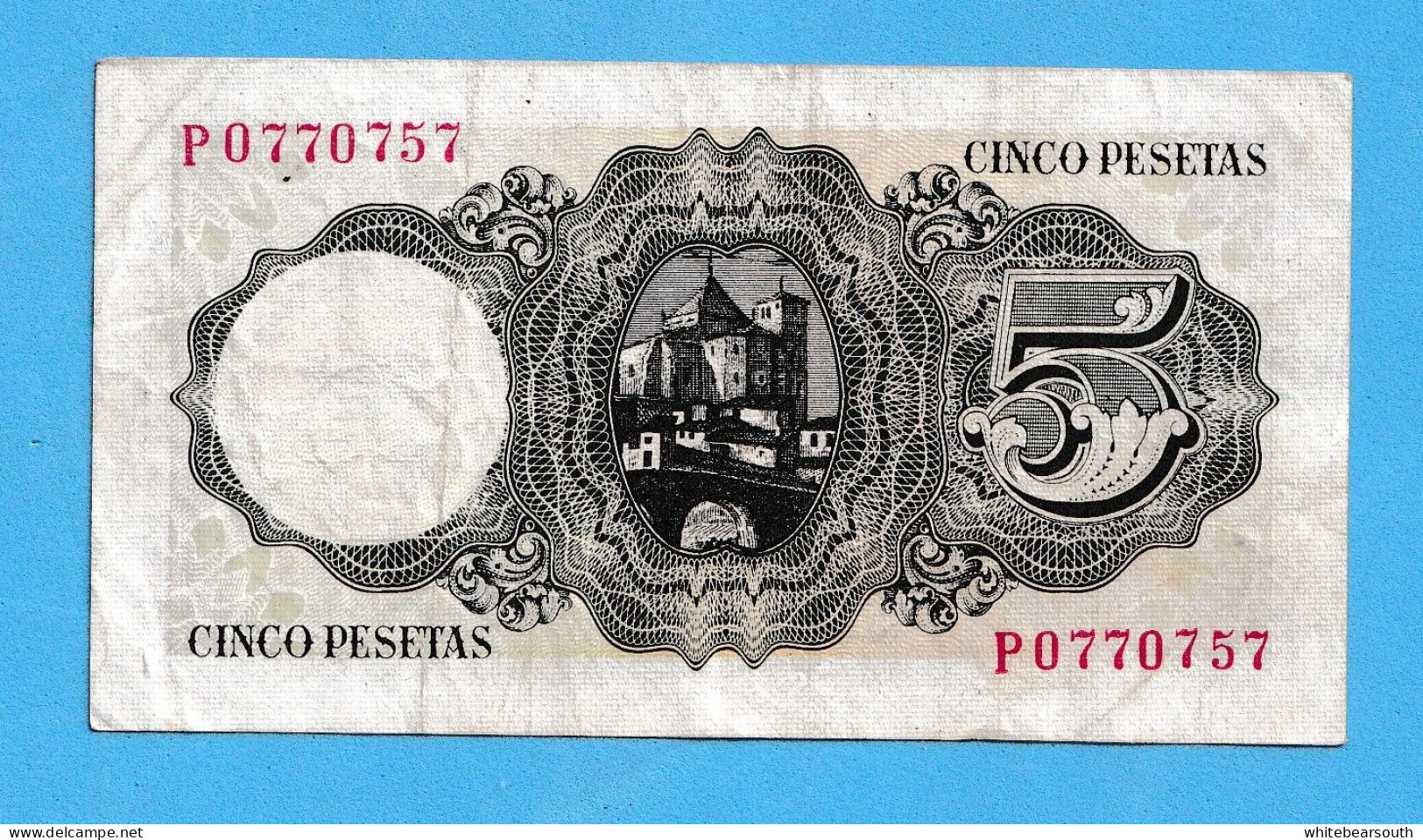 1951  BANCO DE ESPAÑA   5  PESETA - SPAIN  BILLETE BANKNOTE BILLETE CIRCULATED XF - Otros – Europa