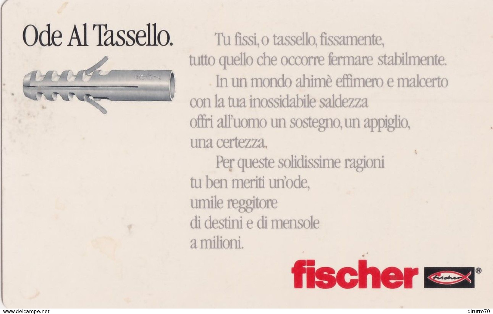 Calendarietto - Fischer - Ode Al Tassello - Anno 1989 - Small : 1981-90