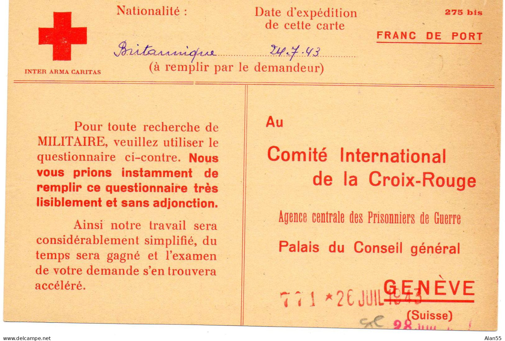 SINGAPOUR. 1943.  AVIS DE RECHERCHE (2 FICHES) POUR COMITE INTERNATIONAL CROIX-ROUGE GENEVE (SUISSE).  - Singapur (...-1959)