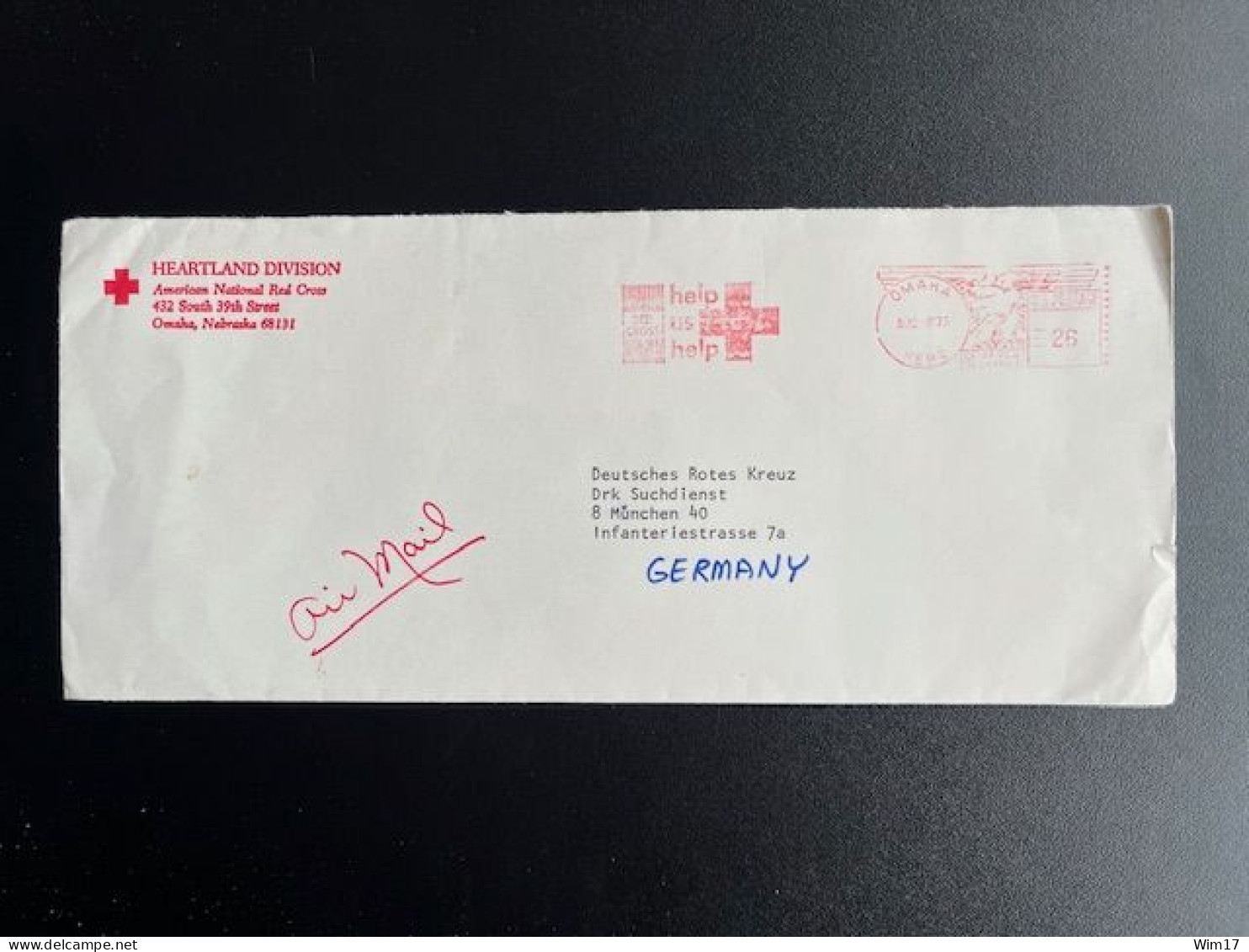 UNITED STATES USA 1975 LETTER OMAHA TO MUNICH 08-08-1975 VERENIGDE STATEN AMERIKA AMERICA RED CROSS - Briefe U. Dokumente