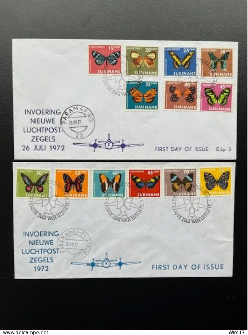 SURINAM 1972 FDC BUTTERFLIES (SET OF 2) 26-07-1972 SURINAME - Surinam ... - 1975