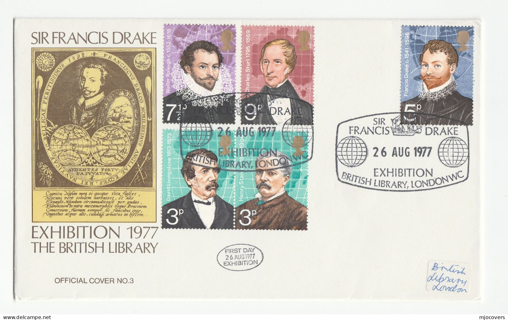 1972 Francis DRAKE Exhibition At BRITISH LIBRARY Event Cover SAILING SHIP. MAP Explorers Stamps - Schiffe