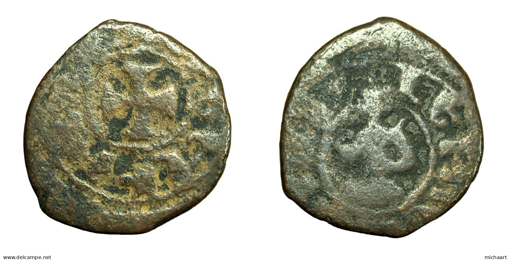 Cilician Armenia Medieval Coin Levon III 20mm King / Cross 04377 - Armenia