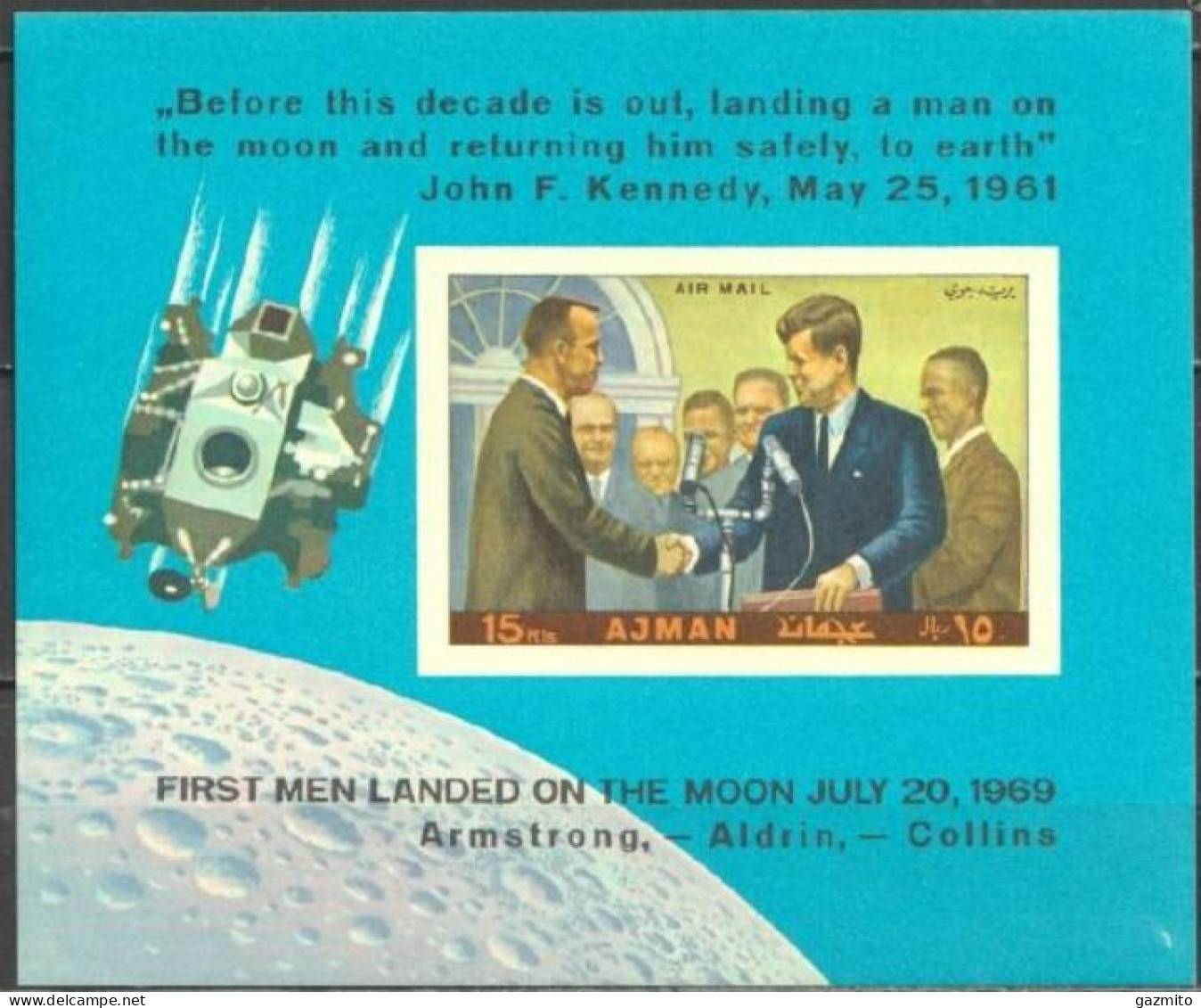 Ajman 1971, Space, Kennedy, Block  IMPERFORATED - Kennedy (John F.)