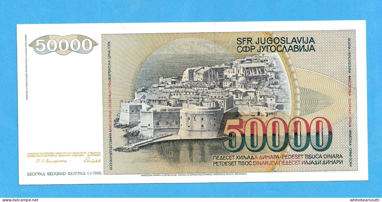 1988 YUGOSLAVIA  50000  SRF BANKNOTE BILLETE CIRCULATED - Otros – Europa