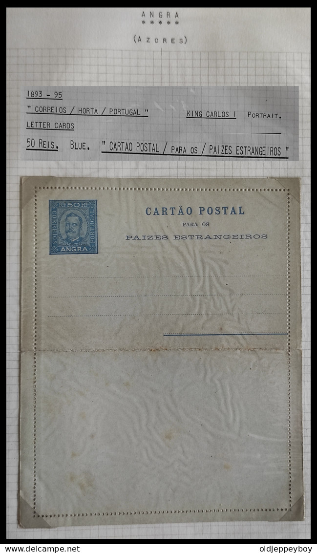 PORTUGAL AZORES AÇORES ANGRA 1893 -1895 KING CARLOS I  50 Rs BLUE MNH** BILHETE POSTAL FOREIGN  LETTER CARD INC PAGE - Angra