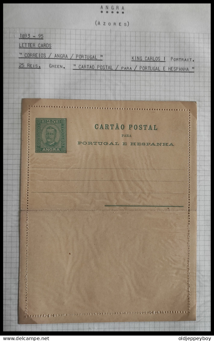 PORTUGAL AZORES AÇORES ANGRA 1893 -1895 KING CARLOS I 25 Rs GREEN  MNH** BILHETE POSTAL LETTER CARD INC PAGE - Angra