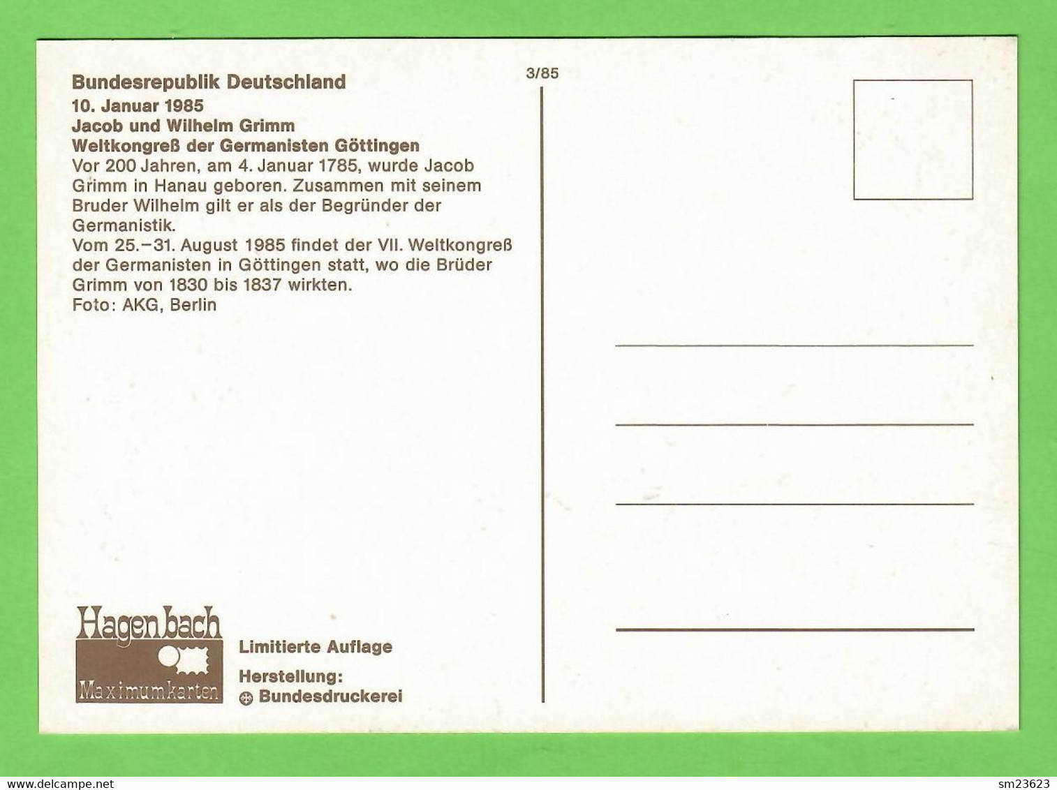 BRD 1985 Mi.Nr. 1236 , 200. Geb. Von Jacob Und Wilhelm Grimm - Maximum Card - Erstausgabetag Bonn 10.1.1985 - 1981-2000