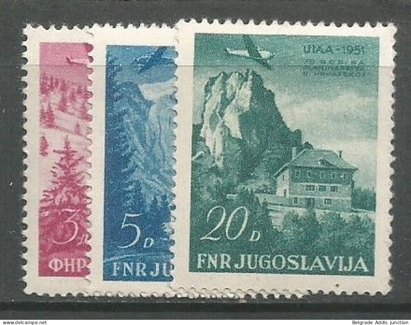 Yugoslavia Jugoslawien Airmail Mi.655/57 Complete Set Mint MH / * 1951 Michel CV: 80,00€ Planes - Airmail